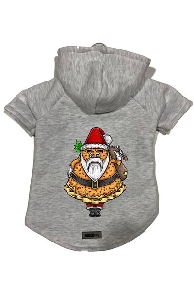 Monopetz سويت شيرت من الصوف بغطاء للرأس ملابس للكلاب والقطط - رمادي بيتزا أبي...