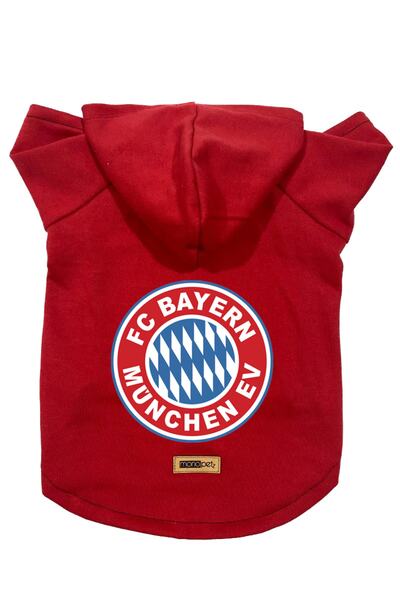Monopetz سويت شيرت من الصوف بغطاء للرأس للكلاب والقطط - أحمر بايرن ميونخ - مقاس Xs