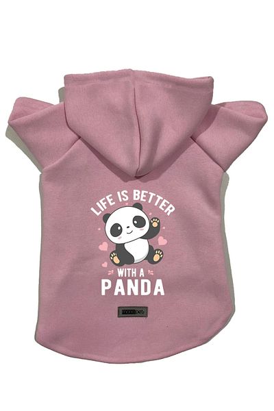 Monopetz Hooded Fleece Sweatshirt Dog And Cat Outfit & Dress - Pink Panda