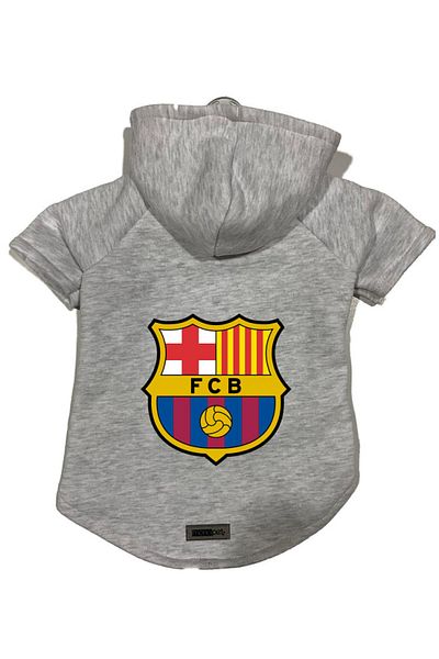 Monopetz Hooded Fleece Sweatshirt Dog And Cat Outfit & Dress - Gray Barcelona - Size M