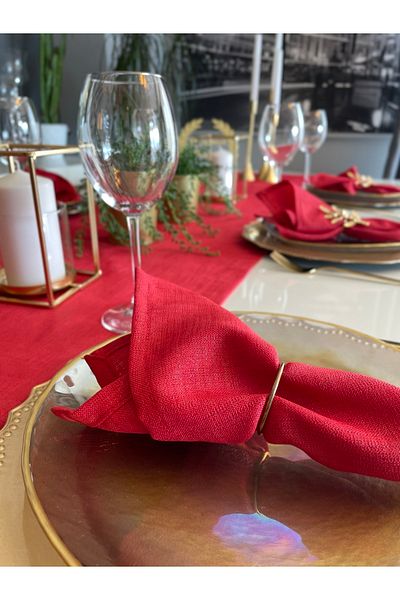 Decamor home Linen Textured Glitter Red Runner Christmas Runner Christmas Tablecloth