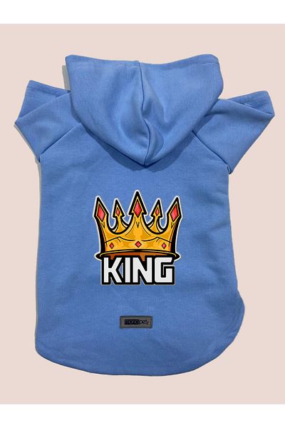 Monopetz Hooded Fleece Sweatshirt Dog And Cat Outfit & Dress - Blue King