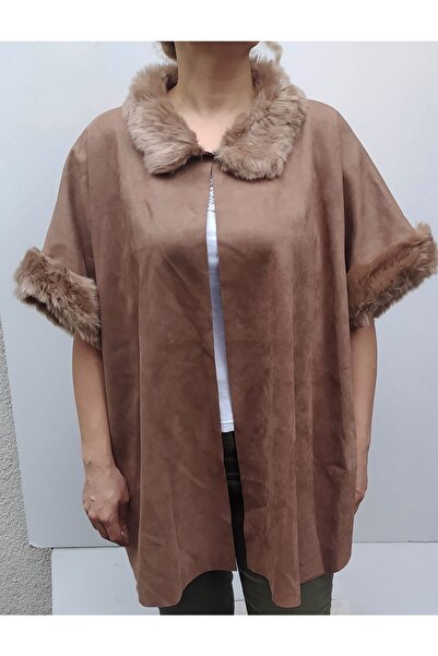 Hepsibitarz Kadın Vizon Süet Kürk Detaylı Bolero Panço