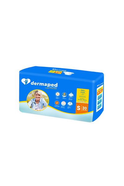 Dermaped Adult Patient Diapers with Waist Band Size S 30 Pieces (Super Absorbent)