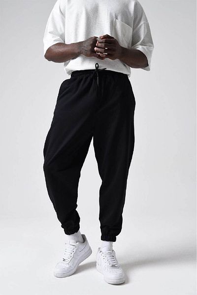 DARK AND BRIGHT Oversize Black Sweatpants Comfortable and Loose Fit Cotton Fabric