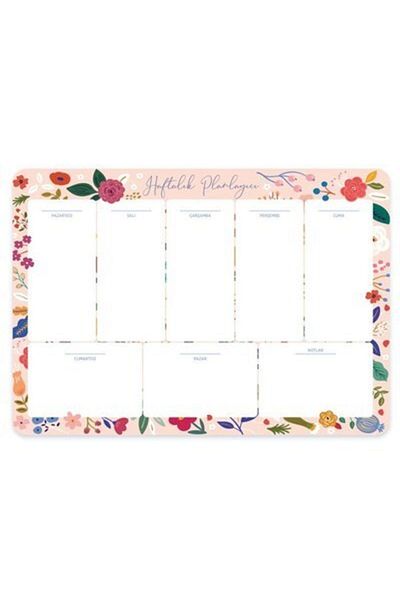 KESKİN COLOR Planificator săptămânal (Planificator săptămânal) Bloc Roz Floare 17x24cm 52 coli 830121-99