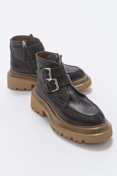 LuviShoes Жіночі черевики з натуральної шкіри Gina Coffee Floter