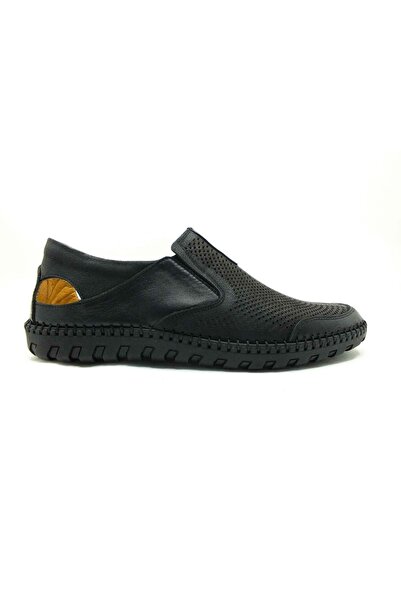Çarıkçım Genuine Leather Summer Shoes Black-nubuck 05 922