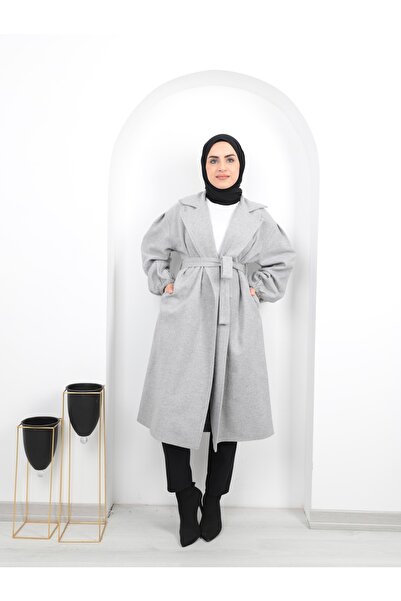 By Hacer Ayaydın Fashion Γυναικείο παλτό Hijab με μανίκια και ζώνη με κορδόνι\παλτό με βερνίκι
