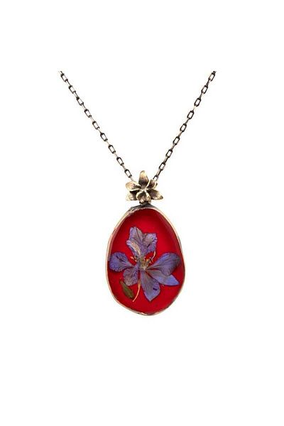Hayrat Neşriyat Flower Hazeran Handcrafted Authentic Resin Necklace Cevşen (1775-1)