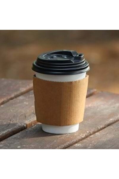 Miopack Karton Kağıt Bardak 8oz 230ml - Bardak, Kapak, El Yakmaz Set - 50 Ade...