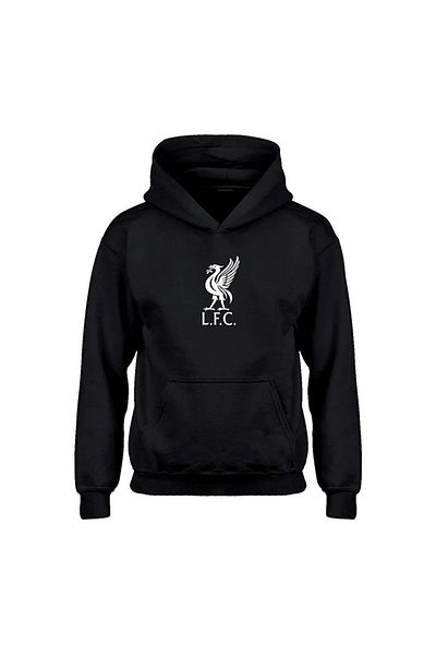 Hunors Sportswear & Company Unisex Black Liverpool Special Design Back and Front Printed Hooded Sweatshirt