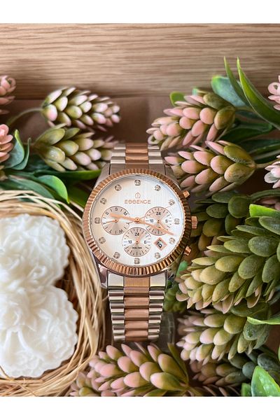 Essence Bi Color Women's Wristwatch with Stones Waterproof