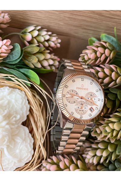Essence Bi Color Women's Wristwatch with Stones Waterproof
