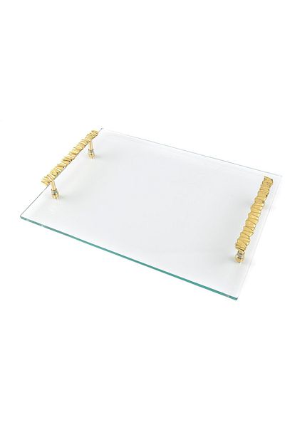 Mikasa Moor Glass Tray with Gold Holder 40x30x6cm