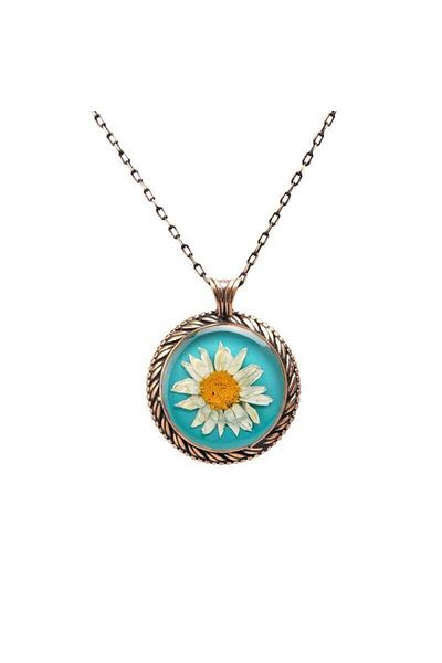 Hayrat Neşriyat Flower Daisy Handcrafted Authentic Resin Necklace Cevşen (1771-1)