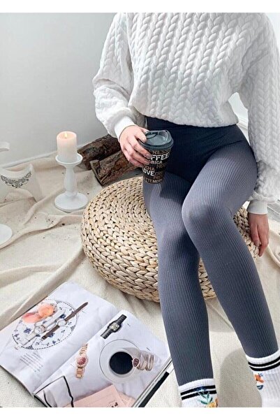 Swana Nova sezona ženskih antracit Rebrasto sportskih leggina