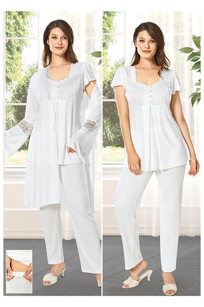 Duchesse 3025 3-Piece Maternity Dressing Gown Pajamas Set