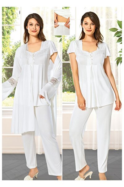 Duchesse 3025 3lü Hamile Sabahlıklı Pijama Takımı