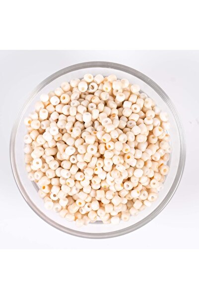 yfhobi 50 Gram - 4 Mm Kemik Fildişi Renk Büyük Boy Kum Boncuk, Takı Yapım Bon...