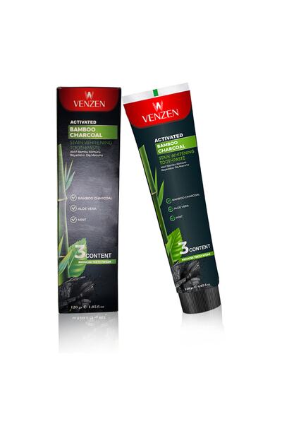 Venzen Büyük Boy Gerçek Doğal Bambu Kömürü Beyazlatıcı Diş Macunu 120gr