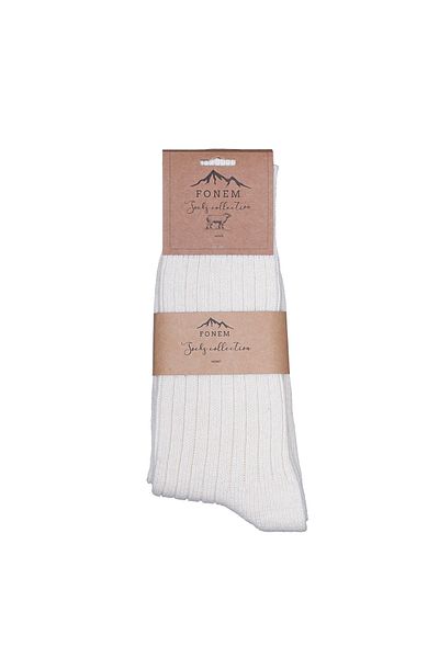 Fonem Men's Derby Wool Socks Fo 8001 Ecru