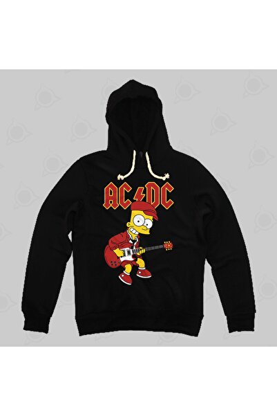 Built By Crazy Hanorac cu glugă unisex Bart Simpsons Acdc