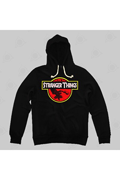 Built By Crazy Hanorac cu glugă unisex cu logo Stranger Things Jurassic Park