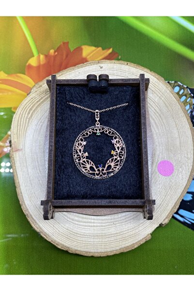 Değerli Gümüş D.g. 925 Ayar Gümüş Zirkon Taşlı Telkari Yuvarlak Tasarım Kolye