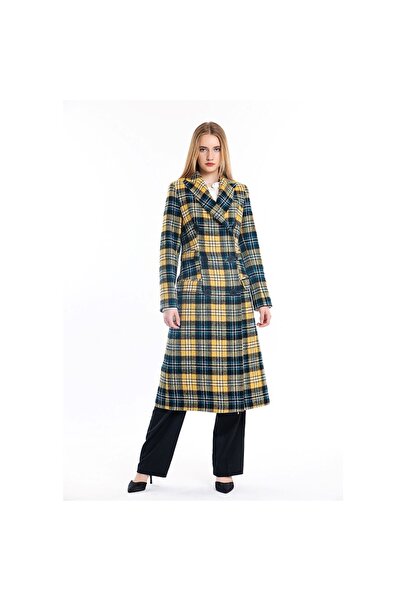 Masuwerte Sarı Ekose Desenli Manto