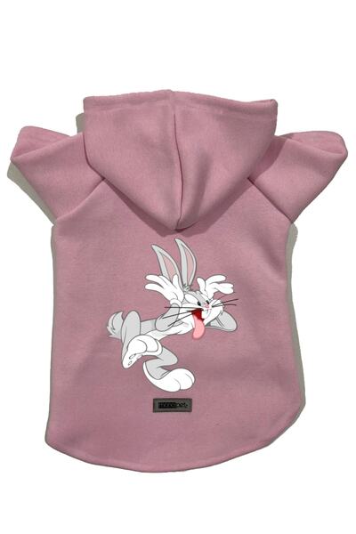Monopetz سويت شيرت من الصوف بغطاء للرأس ملابس للكلاب والقطط - وردي باغز باني ...