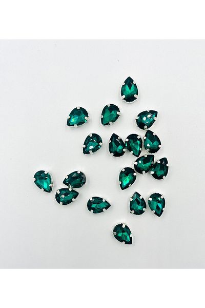 yiğit aksesuar 10x14 (1.4 Cm) Green Case Strut Drop Glass Stone 40 Pieces