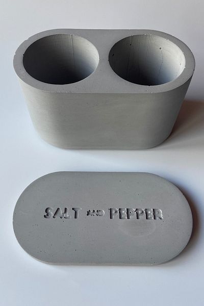 sin istanbul 2 Compartment Salt and Pepper Shakers with Lid Concrete Gray