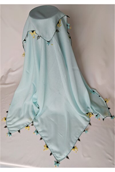 Bircan Hediyelik Kelebek Model Turkuaz Iğne Oyası Baş Örtüsü Namaz Bezi Eşarp...