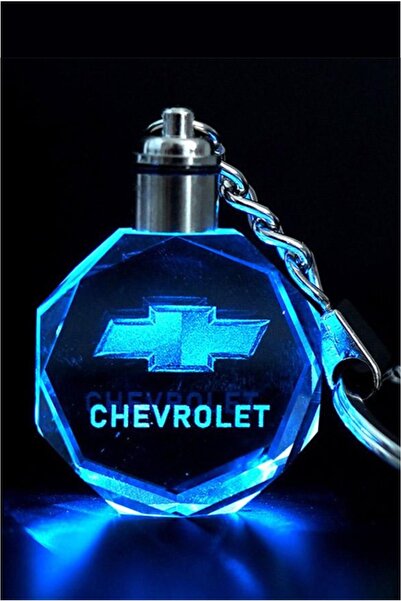 MERTKRİSTAL Led Anahtarlık Chevrolet Logolu 2d Patlatma Kristal Led Işıklı An...