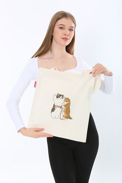 Serkan Çanta Bez Çanta Atölyesi Tailor Cat Printed υφασμάτινη τσάντα Tote Bag
