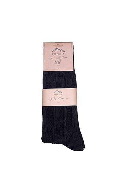 Fonem Men's Embossed Rice Patterned Socks Fo 8017 Black