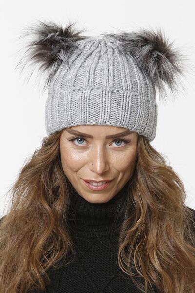 emybox قبعة محبوكة قابلة للطي مزدوجة بوم بوم نسائية شتوية ملونة