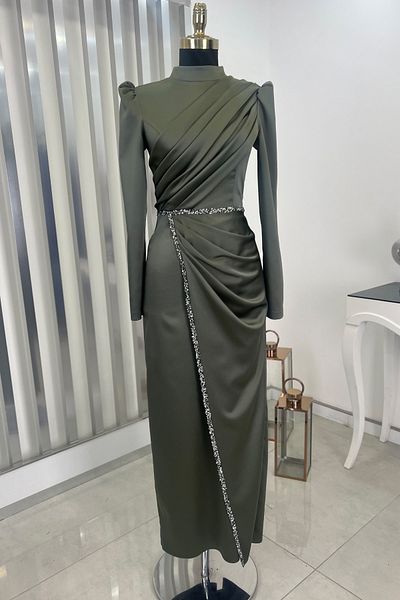 Rana Zenn Večerní šaty Satin Sare - Khaki