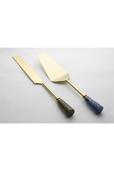Mikasa Moor Gold Marble Patterned Cake Serving Set of 2