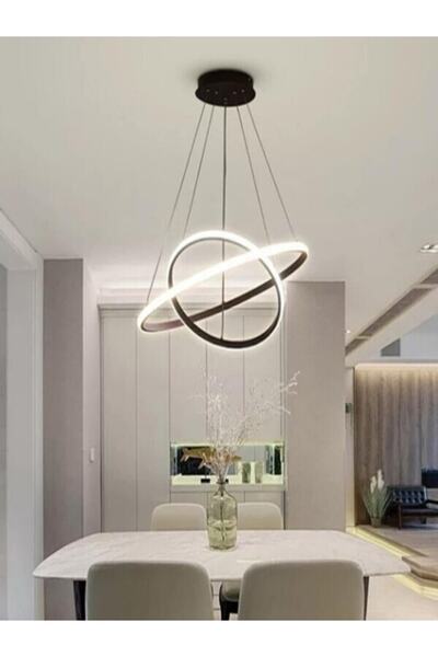 Liya Lighting Led 2!li Modern Avize Siyah Beyaz (satürn)