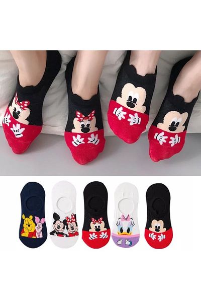 dm del more Women's 5 Pairs Women's Multicolor Invisible Sneakers Socks