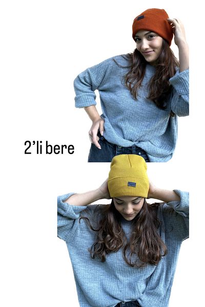 laviyonsa 2-Piece Basic Double Layer Thick Embroidered Beanie