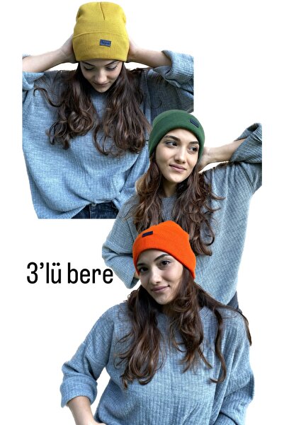 laviyonsa Beretă de bază cu două straturi, 3 piese, cu broderie groasă