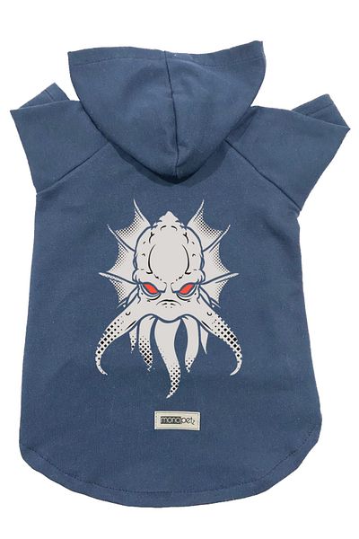 Monopetz Hooded Fleece Sweatshirt Dog And Cat Outfit & Dress - Navy Blue Flying Monster