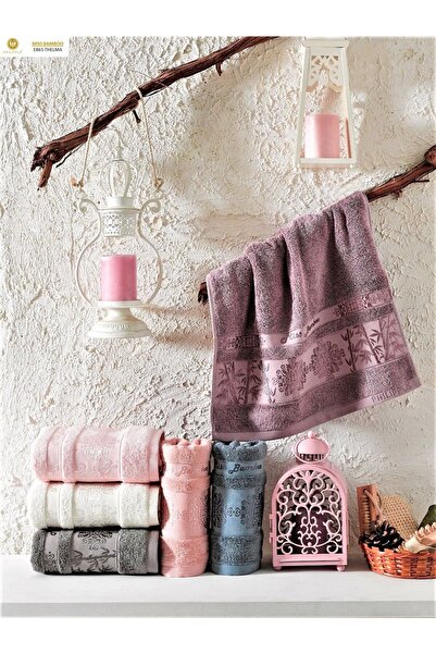 Z&N STYLE Мама Міс Бамбу Тельма 50x90см. Розкішний експортний товар Набір рушників для рук і обличчя, 6 шт. 70% бамбукове волокно (з сумкою)