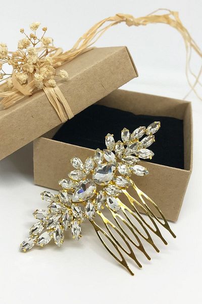 Hayalperest boncuk Gold Bridal Hair Accessory Crystal Jewelled Comb Hair Clip