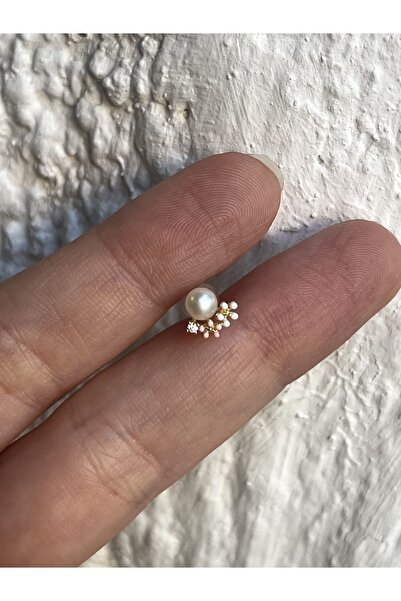 denizden silver Tekli Mineli Gümüş Inci Küpe - 1 Adet