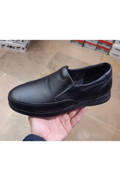 BRGL Pantofi negri cu gel ortopedic cu toc din piele naturală pentru bărbați