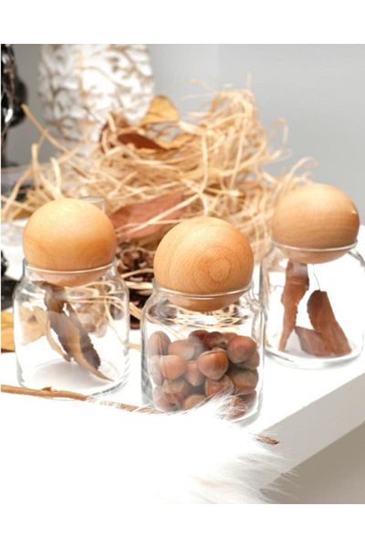 FBZhome 3-Piece Glass Jar with Ball Lid Spice Bowl Sugar Bowl 300 Ml